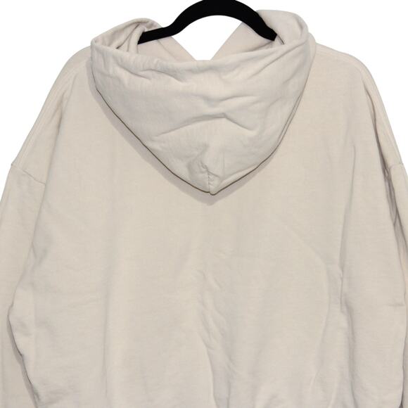 Sporty & Rich Upper East Side Cropped Hoodie Cream Logo Print Size XL - Picture 5 of 8